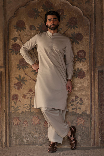 Sand Beige Egyptian Cotton Shalwar Kameez